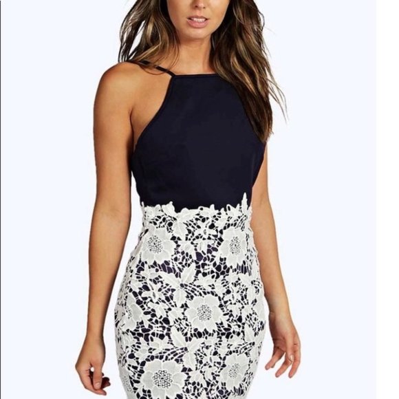 boohoo white crochet dress